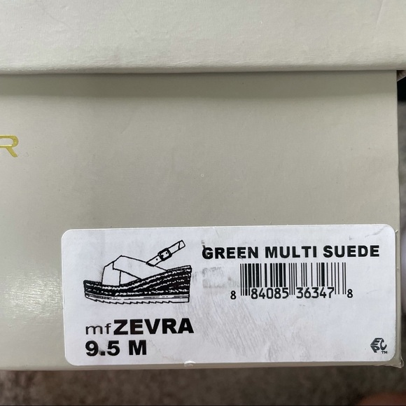 Marc Fisher Zevra Platform Espadrille Green Suede Sandals - Picture 7 of 8